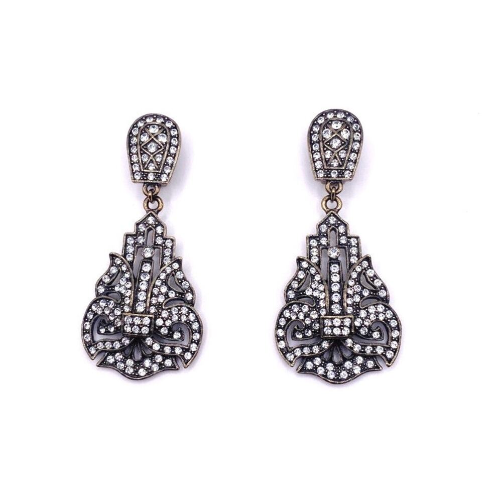 Heidi Daus Vintage Cristals Dangling Drop Clip On Earrings